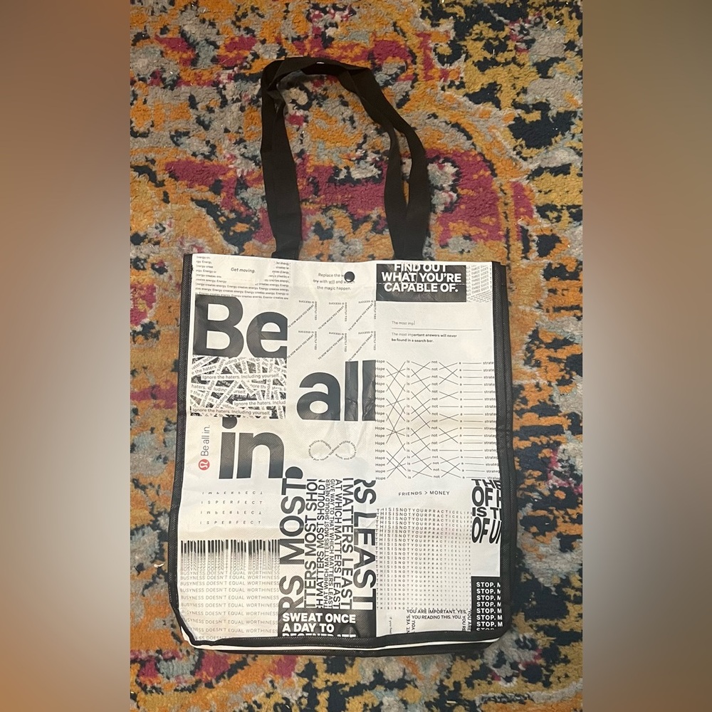 Lululemon Limited Edition White & Black Large Tote Bag - Picture 1 of 12